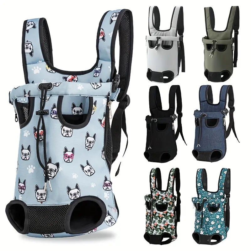 [Portable Pet Adventure Backpack] Breathable Adjustable Pet Backpack - Portable Four-Legged Straps for Dogs and Cats - Internal Safety Buckle