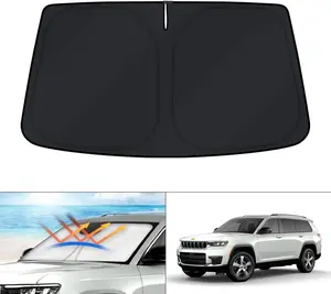 Canvcle Windshield Sun Shade for 2011-2024 Jeep Grand Cherokee/Grand Cherokee L Accessories SUV Window Sunshade Sun Visor Protector Foldable Blocks UV Rays Keep Your Car Cooler