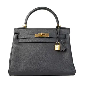 Pre-owned HERMÈS Leather Shoulder Bags Hermes Kelly 28 Black Togo H26020914