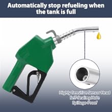 GARVEE Automatic Fuel Nozzle with 1" NPT Inlet, 360° Swivel, 15/16" Spout, 11 GPM Max Flow Rate, Auto Shut Off, Durable Aluminum & PVC Gas Pump Handle for Efficient Fuel Dispensing.