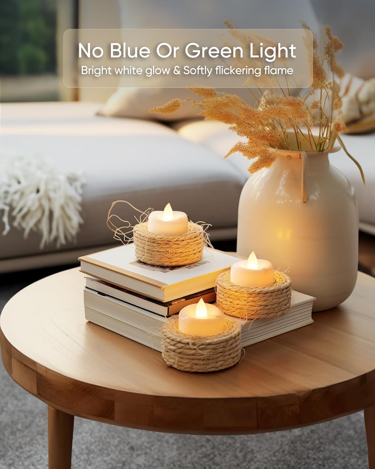 Flameless Candles, 24Pack Battery Operated Candle, LED Tea Lights Candles Battery Operated, Flickering Fake Votives for Wedding Halloween Christmas Diwali- Warm Yellow Table Ornaments Decor