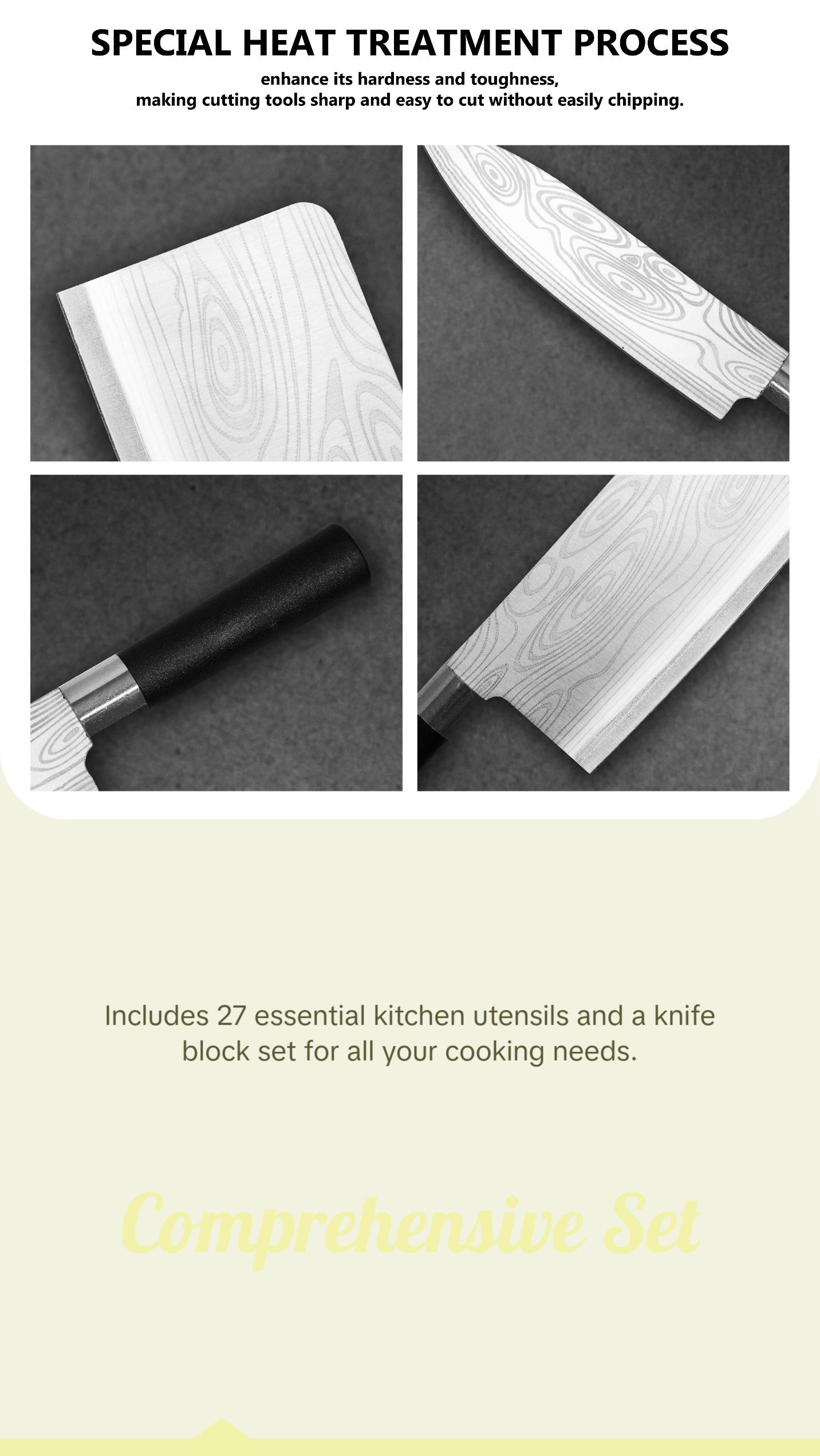 SmartCook 27 Pcs Kitchen Utensils Set with kitchen Knife Block Set with sharpener, Premium Stainless Steel,Cooking Utensils Set, Kitchen Gadgets Tools Set, Lightweight and Strong, Spoon, Ladle, Silicone Whisk and more, Utensils de Cocina