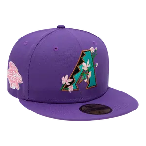 New Era 59Fifty Arizona Diamondbacks Bloom Side Patch MLB Fitted Hat Men Fitted Hat Black/Purple