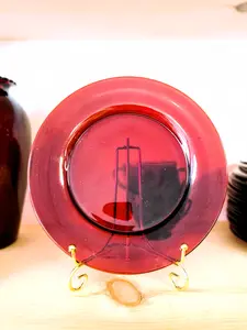 Vintage Anchor Hocking Royal Ruby Red Dinner Round Glass Plate – 1950s