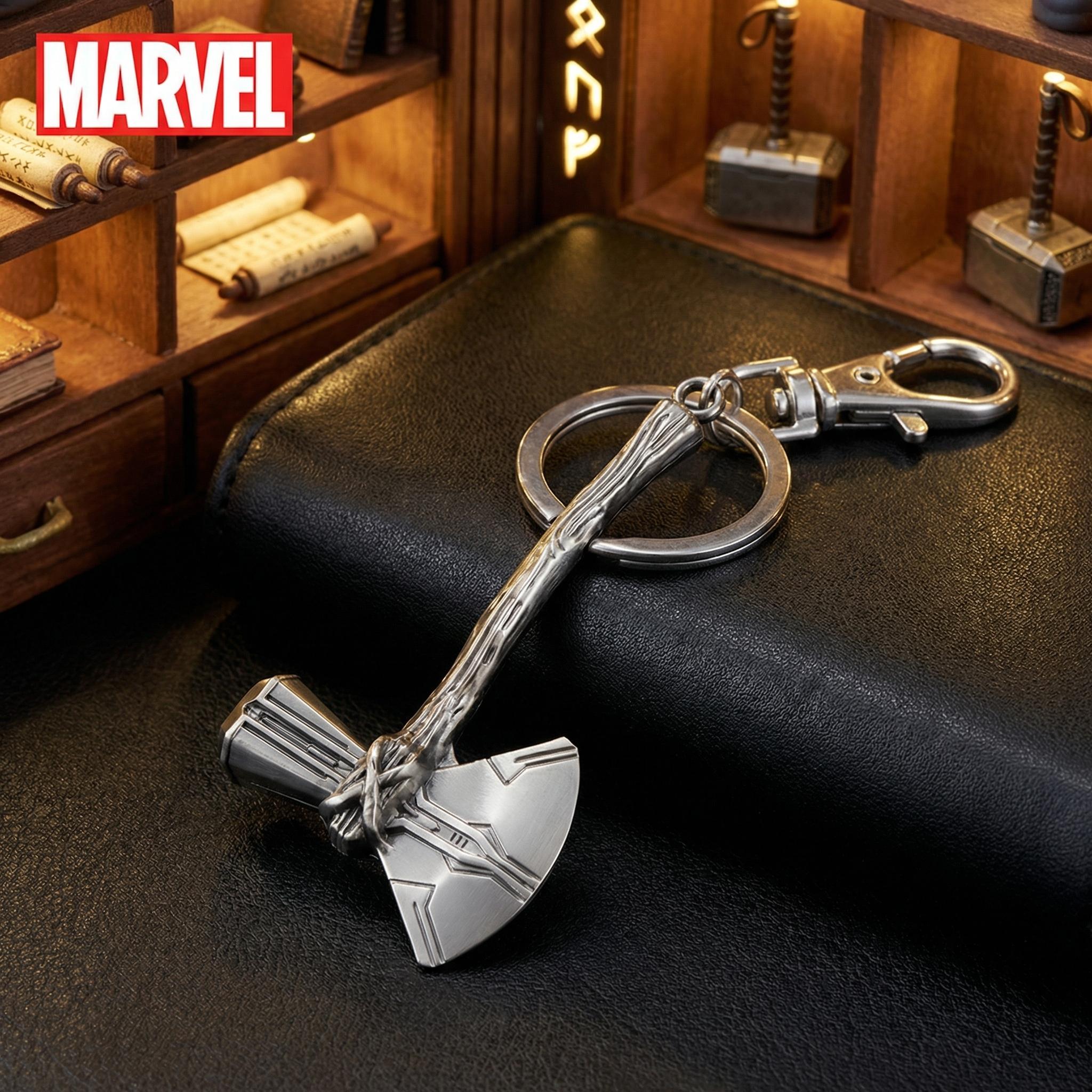 Marvel Thor Keychain 1PC Officially Licensed Thor Hammer Design with Leather Strap for Fans Stormbreaker Zinc Alloy Suitable for Gift