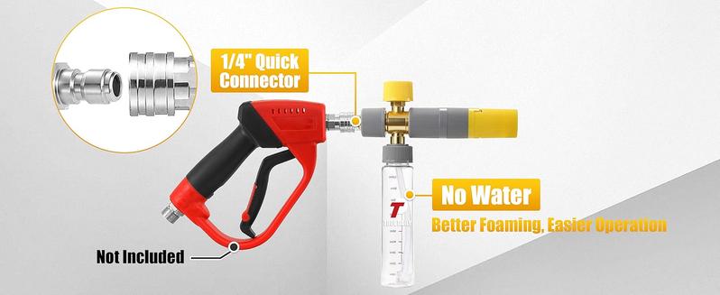Tool Daily Foam Cannon Dual Connector Kit, Mini Foam Cannon for Pressure Washer,5 Power Washer Nozzle Tips, 1/4” Quick Connect