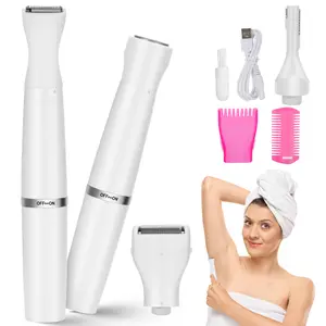 Bikini Trimmer Foil Shaver for Women-Waterproof Pubic Hair Trimmer Painless 4 in 1 Body Hair Groomer Facial Hair Removal Lady Grooming Shaver Clipper for Legs,Bikini Lines,Face