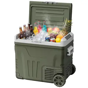 Electactic 12V Portable Refrigerator 50L, 12/24V DC & 100-240V AC, Compressor Fridge Freezer for Car Camping Travel Boat, APP Control, -4°F to 68°F, Electronic Touch Screen，Green