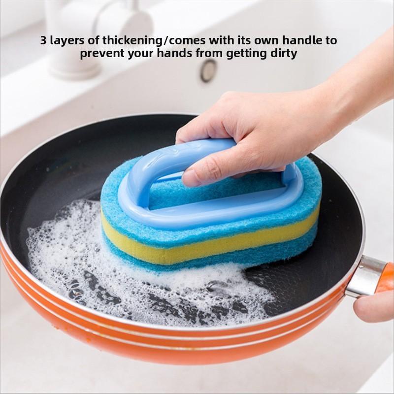 Buy one get one free,sponge cleaning brush, 2-pack,ergonomic handle, super soft high quality sponge cleaning brush, household bathroom and kitchen cleaning tool, suitable for bathtubs, sinks, tiles, efficient water absorption cleaning tool.