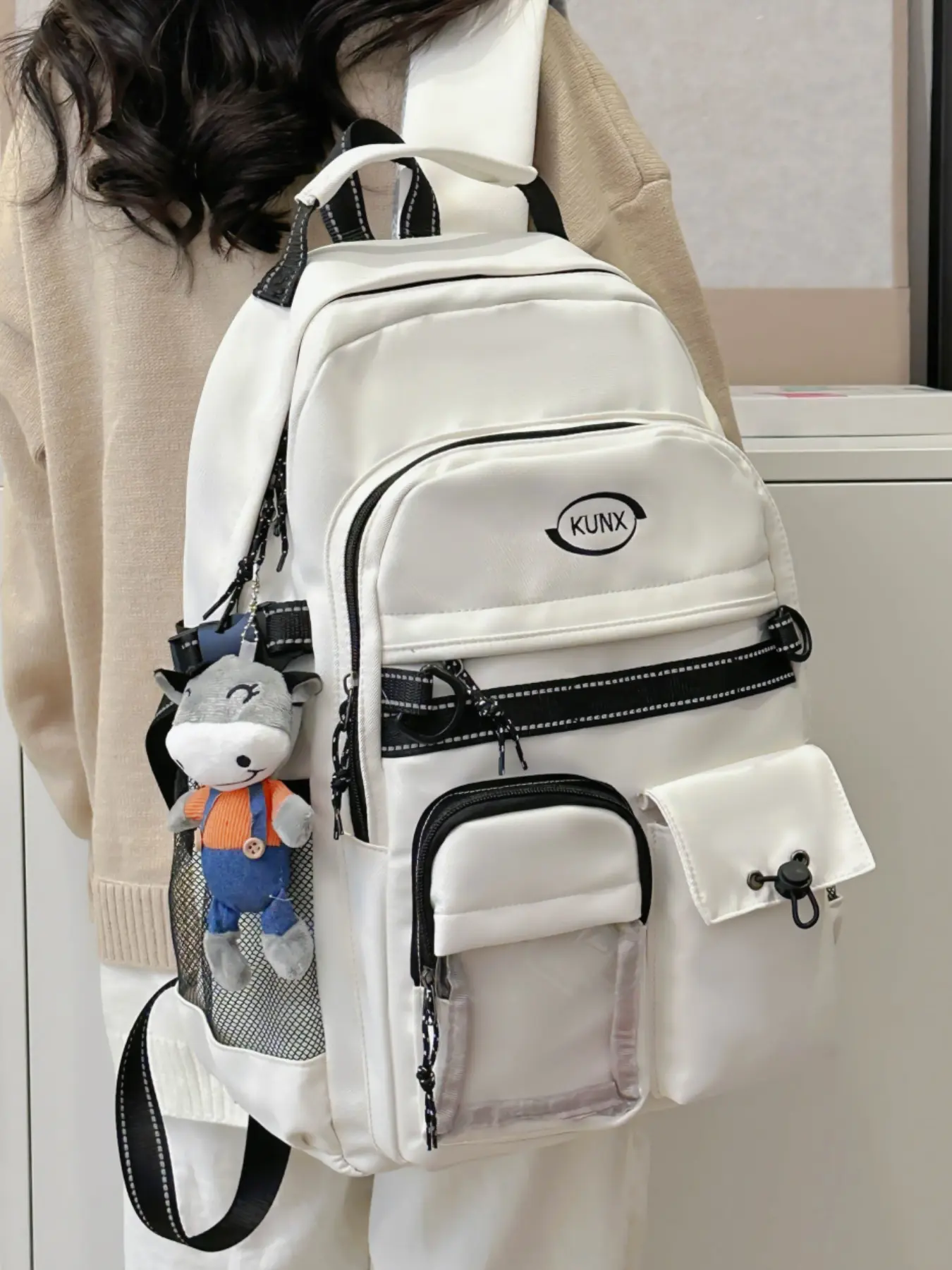2025 New Japanese-Style Backpack, Preppy Niche Design with Collegiate Charm, Suitable for High School College Students, Stylish, Practical & Casual, Large-Capacity Laptop Backpack, Unisex with Pendant, Bag Backpack, Zip Backpack, Zipper Backpack