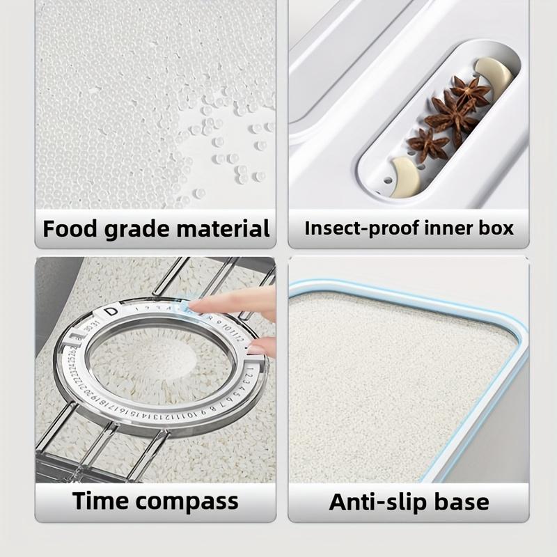 2 Sizes Airtight Food Storage Containers Set - 2.85gal & 2.06gal, PET Square Flip Top Rice Canister, Multipurpose Kitchen Pantry Organization, Reusable, Insect & Moisture Proof, Hand Washable, Sealable Grain Dispenser for, Kitchen Organizers And Storage s