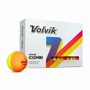 Volvik Vivid Combi Golf Balls - Dual-Color Alignment, Vivid SF Matte Cover, Oversized Single Core, 3-Piece Construction, 322 Dimple Pattern