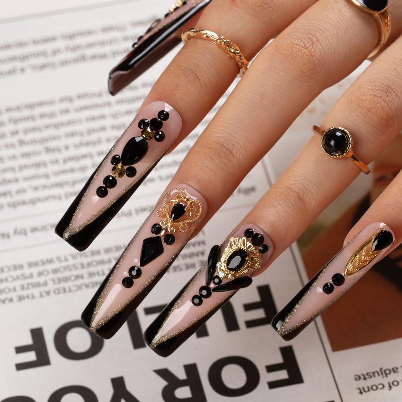 Lovful Square Mid Length 1.7" Handmade Acrylic Press-On Nails for Art & Care|10PCS Reusable,Salon Quality,Link1 H23-H195 Outdoorfun