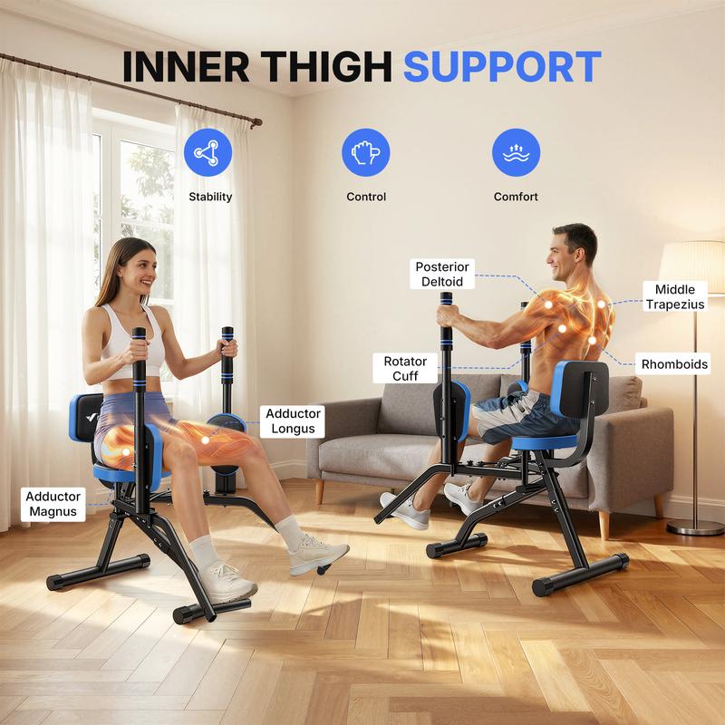 Merach Hip Abductor Machine for Home Gym, Upper Back Exerciser, Adjustable Glute Trainer, Thigh Workout Equipment for Hip Sculpting & Butt Lifting