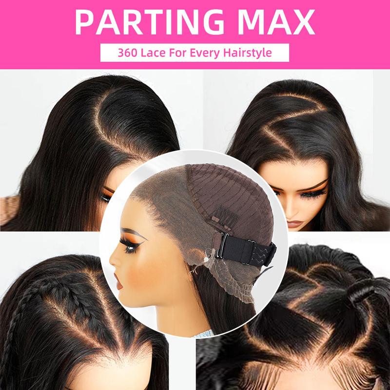 MORE FACE 360 Straight Glueless Wig Invisi Drawstring Wear And Go Wig Quick Install Pre-Bleached And Pre-Cut HD Lace Human Hair Wigs Beginner Friendly