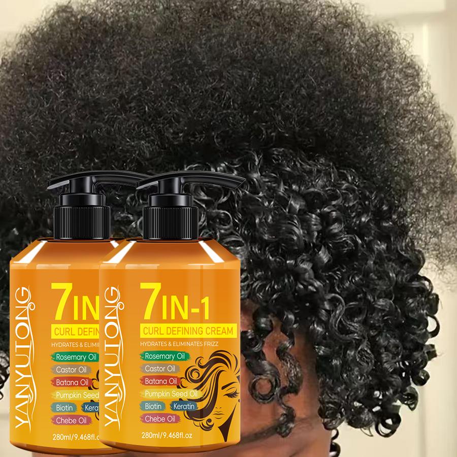7-in-1 Curl Defining Cream 280ml — Suitable for wavy and curly hair, helps tame frizz and dullness, moisturizes and hydrates, provides a lightweight hold, keeps curls soft and bouncy, and reduces static. A styling gel-type haircare product.