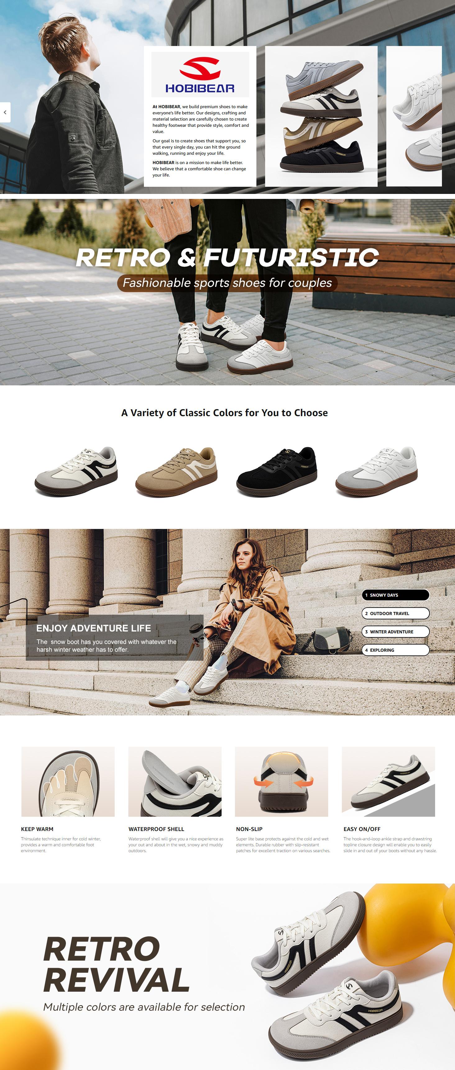 HOBIBEAR Men's Low Top Casual Shoes Lace-Up Lightweight Retro Style Sneakers HOBIBEAR Men's Low Top Casual Shoes Lace-Up Lightweight Retro Style Sneakers