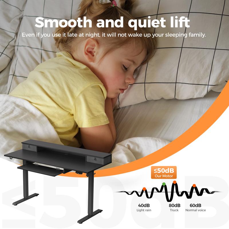 Agilestic Electric Standing Desk with 2 Drawers & Keyboard Tray, Adjustable Home Office Desk Ergonomic Sit to Stand Computer Desk with Hooks for Gaming & Work,Black/ Rustic Brown/White/oak