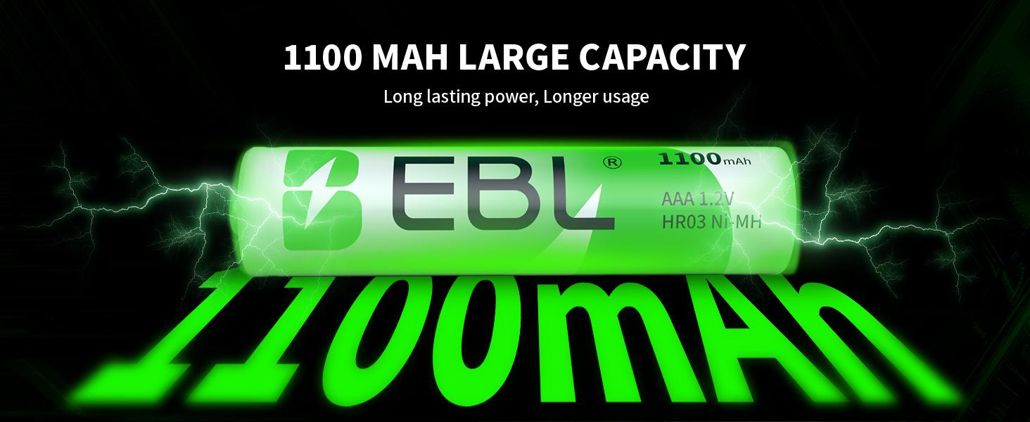 EBL AAA Ni-MH Rechargeable Batteries 1100mAh