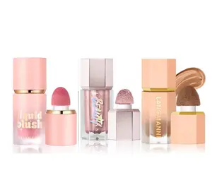 URQT Highly Pigmented Liquid Contour - Built-in Sponge Tip Sculpted Complexion Wand With Long Lasting Natural Buildable Highlighters and Bronzer (Contour+Blush+Highlighter)