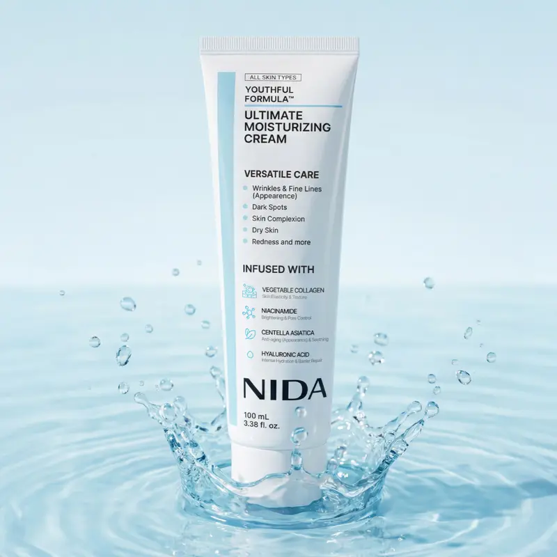 NIDA Youthful Formula Ultimate Moisturizing Cream (100mL) / Collagen, Niacinamide, Centella Asiatica, Hyaluronic Acid / Wrinkles, Dark Spots, Skincare Hydrating Daily Moisturizer Moisture Hydrate 8