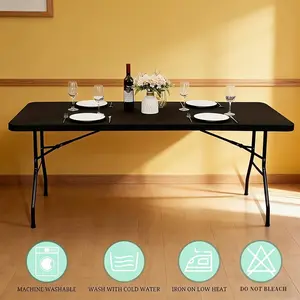 Festive  6 ft Elastic Tablecloth Set of 2 4 6 8 Easy-to-clean Polyester for Kitchen Dining Room Outdoor Barbecues Garden Parties Spring Picnics Easter Decorations Windproof Non-slip