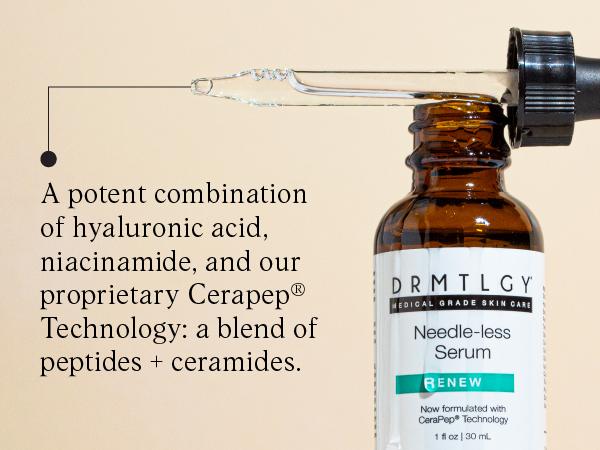DRMTLGY Needle-less Serum 1oz with Peptides and Hyaluronic Acid Gentle Skincare