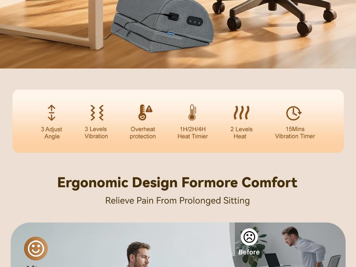 Comfier Foot Rest Under Desk at Work with Heat,Vibration,Foot Heater Foot Warmer,3 Height Under Desk Foot Rest for Office Chair,Gaming Chair Footstool, Ergonomic Heated Footrest,Computer Desk Use