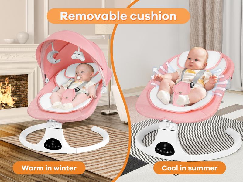 Baby Electric Bouncer, Baby Rocker, Electric swing, 5 Speed & 10 Lullabies, Baby Bassinet, Adapter & Battery Powered, For Indoor Use, Remote Control