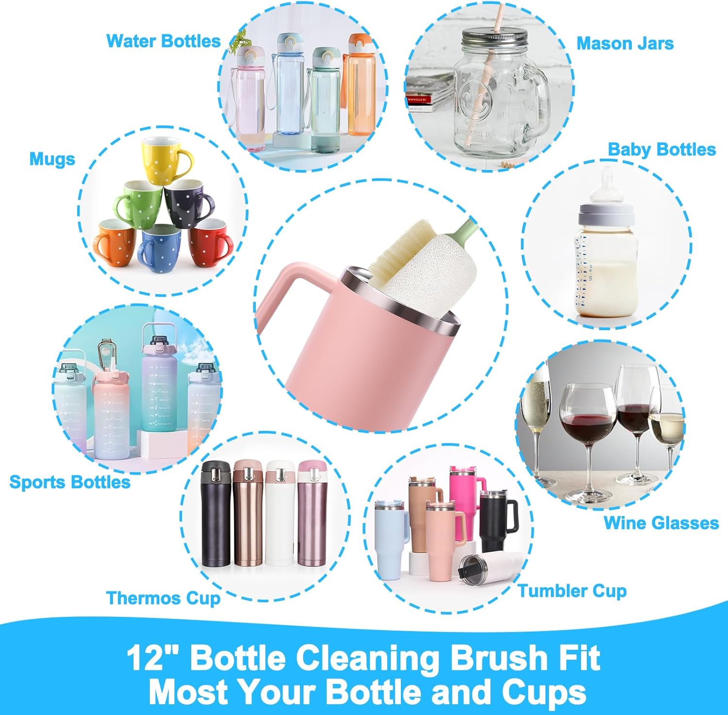 5-in-1 Multifunctional Bottle Cleaning Brush Set with Replaceable Heads for Deep Cleaning Cups Lids and Straws Ideal for Reusable Drinkware 5-in-1 Multifunctional Bottle Cleaning Brush Set with Replaceable Heads for Deep Cleaning Cups Lids and Straws Ideal for Reusable Drinkware