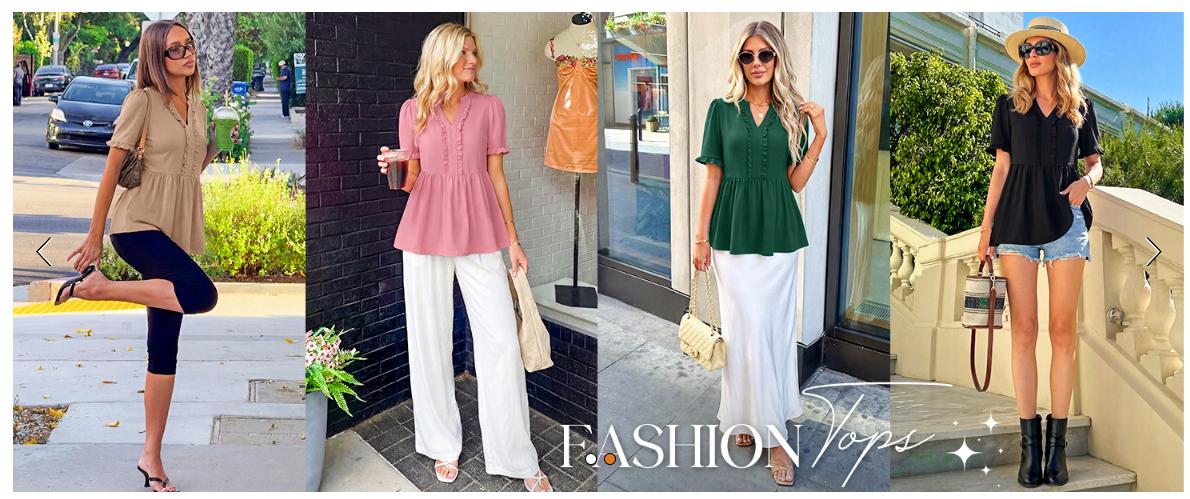 MEROKEETY Women's Summer Babydoll Tops 2026 Ruffle Short Sleeve V Neck T Shirts Casual Loose Peplum Tunic Blouse