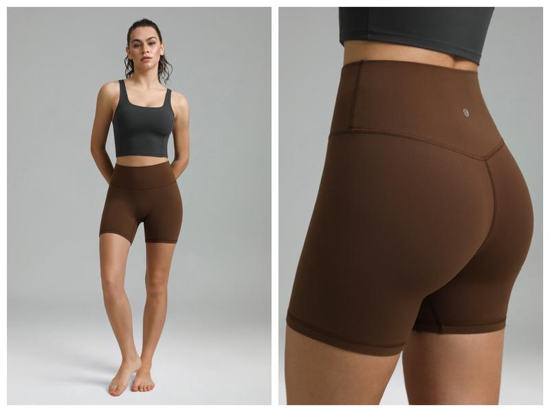 Colorfulkoala High Waisted No Front Seam Biker Shorts for Women 6" Athletic Shorts with Hidden Inner Pocket Sports Shorts for Gym Yoga Running