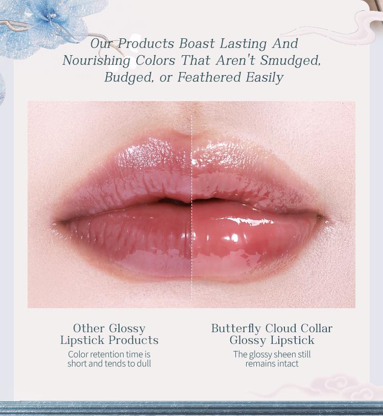 Flower Knows Butterfly Cloud Collar Collection Glossy Lipstick, High-Quality Pigmentation, Long-Lasting, Nourishing Shine, Comfortable Wear, Christmas Cosmetic Gift