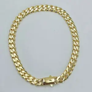Cuban Link Bracelet Monaco Chain Bracelet High Quality 14k Gold Plated Laminado 14k for Men Women