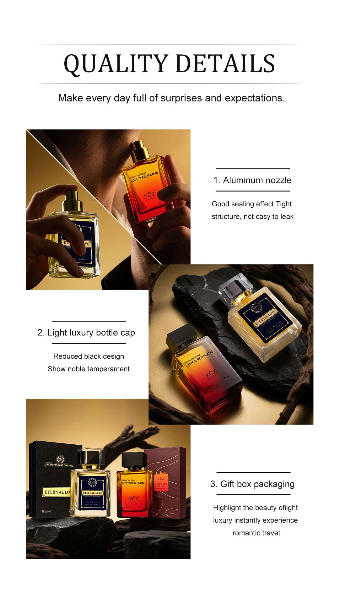 YCZ Men's Double Perfume Gift Set Eternal Love Spicy Woody EDP 75ml & Love's Red Flame Fruity Chypre EDP 50ml Long Lasting Fragrance Set with Exclusive Gift Box