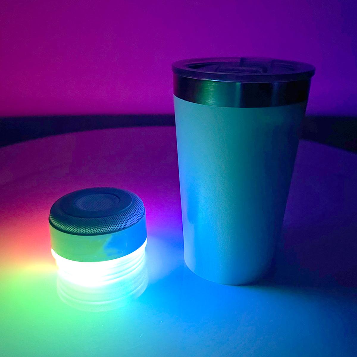 Stainless Steel 16.oz Nsulated MUG With Built-in Bluetooth Speaker Rechargeable Wireless Multi-color LED Lights Prefect Gift Stainless Steel 16.oz Nsulated MUG With Built-in Bluetooth Speaker Rechargeable Wireless Multi-color LED Lights Prefect Gift
