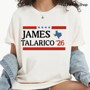 James Talarico 26 T-Shirt, Texas State Pride Graphic Tee, Unisex White Cotton Short Sleeve Top, Casual Summer Outfit, Classic Crew Neck Shirt