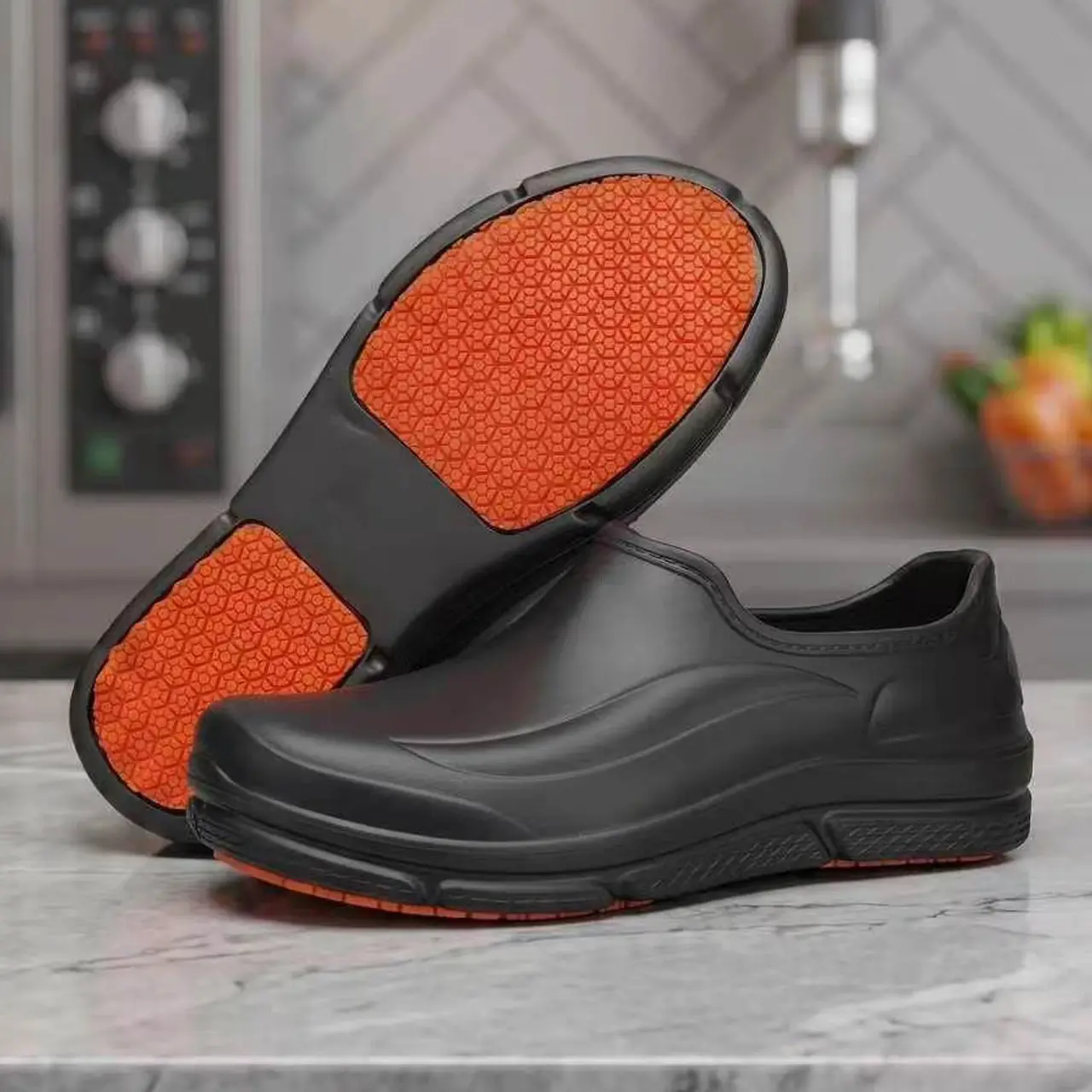 Men's FoamFam Professional Minimalist Plain Slip-On Clogs - All Season, Slip-Resistant, Waterproof, All-Day Comfortable Work Shoes with EVA Upper & Red Rubber Outsole for Restaurant & Hospital Staff, Women's