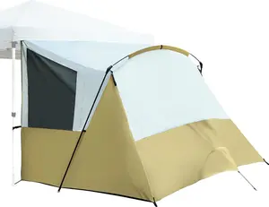 Camping Side Tent for Pop Up Canopy, Easy Setup Water-Resistant Camping Tent Attachment for 10' Wide Canopy, Fit 2 Person, Khaki