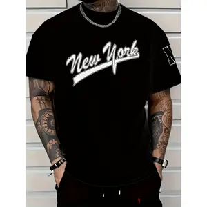 GGOR Men'S & Women'S "New York" Graphic Tee - Casual, Loose-Fitting, Short Sleeve Crew Neck T-Shirt with "NY" Logo, Ideal for Summer Outdoor Activities, Outdoor Clothing |   Relaxed Fit Tee |   Comfortable Fit