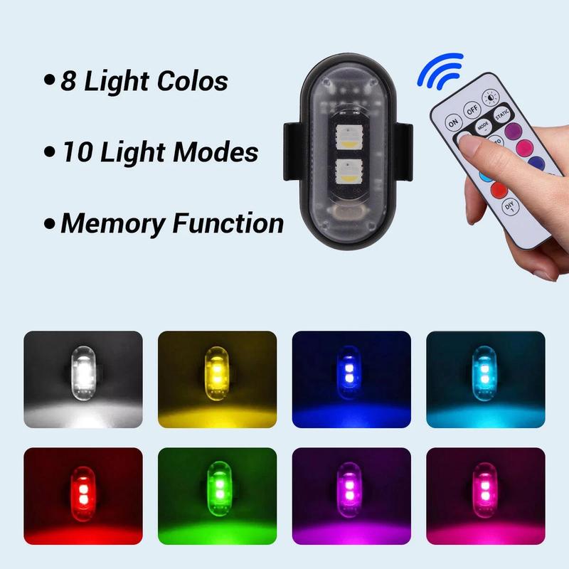 6/12/18/24 PCS RGB Led Aircraft Strobe lights Motorcycle Lights LED Flash Position Wireless Light Aircraft Airplane Helicopter Warning Lights Car Interior Lighting