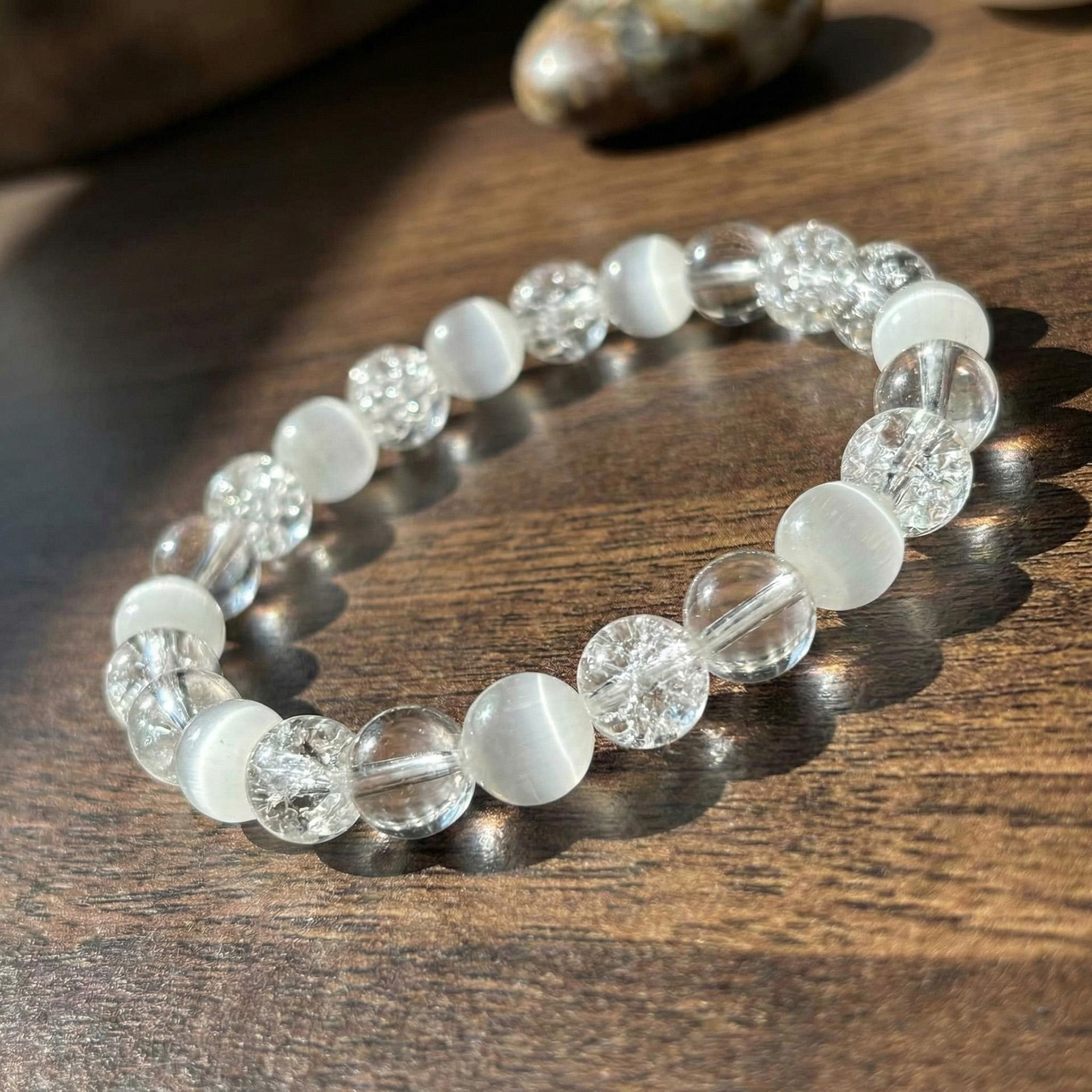 Anxiety Crystal Beaded Bracelets for Women Men, Yoga & Spiritual Jewelry for Calming Mood & Mindful Living, Handmade Gemstone Bracelet for Balance & Wellness, Thoughtful Gift for Self-Care Enthusiasts