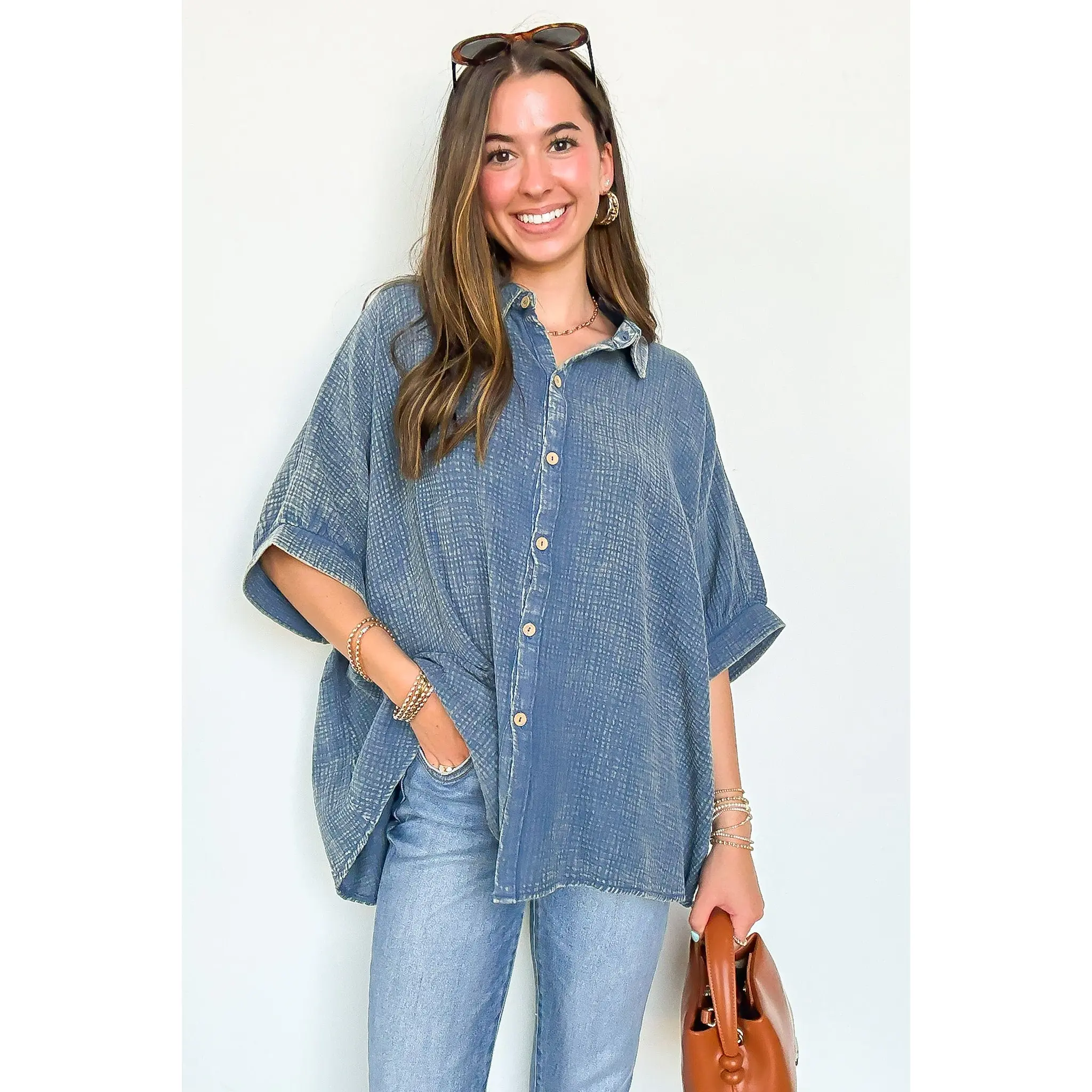 Carleen Washed Gauze Button Down Top - BACK IN STOCK
