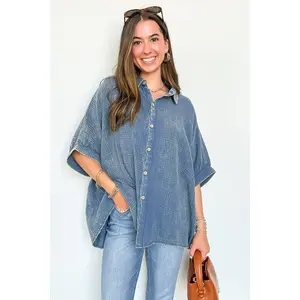 Carleen Washed Gauze Button Down Top - BACK IN STOCK