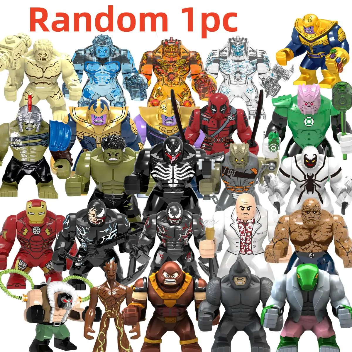 Blind Box Mini Building Blocks X1255 Figures Big Goblin Spiderman Iron Man Venom Captain Hawk Deadpool Armor Christmas Gift Toys