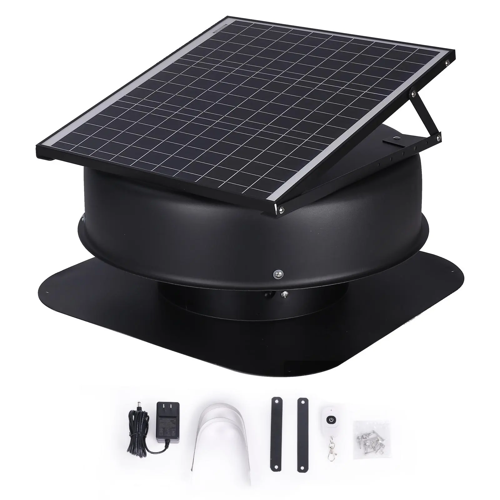 【Backtoschool】VEVOR Solar Attic Fan, 40 W, 1230 CFM Large Air Flow Solar Roof Vent Fan, Low Noise and Weatherproof with 110V Smart Adapter, Ideal for Home, Greenhouse, Garage, Shop, RV, FCC Listed