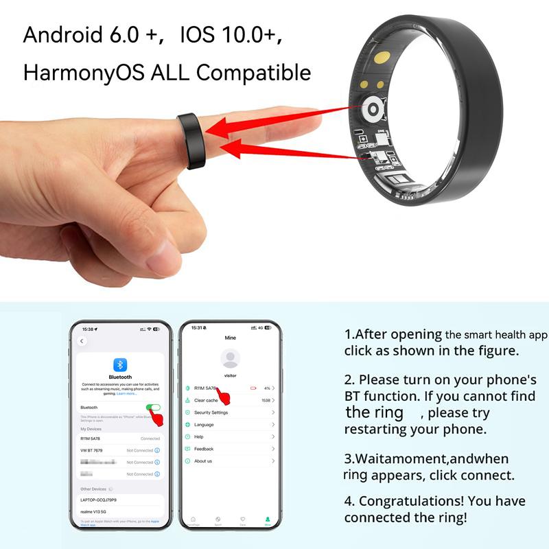 2026 New Sports Smart Ring – fitness Tracker with Heart Rate, Sleep, for Men & Women | No Subscription | Android & iOS Compatible