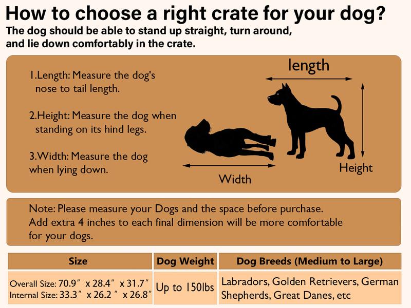 71 Inch Double Dog Crate Furniture Large Breed for 2 Dogs, Decorative Wooden Dog Crates Indoor Dog Kennel TV Stand for Medium Dogs, Dog Cage Furniture Heavy Duty Pet House with Divider, Brown