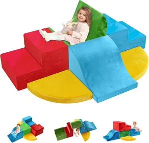 7-Piece Toddler Indoor Climbing Toys - Soft Foam Climbing Blocks Play Structures, Suitable for 1 Year Olds, Toddlers 1-3, Infants and Babies, with Multi-Color Combinations