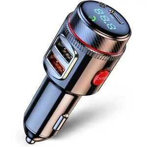 LIHAN Bluetooth 5.4 Car FM Transmitter, Wireless AUX Adapter with USB-C PD 30W & QC3.0 18W Dual Fast Charging, HiFi Bass EQ, CVC Hands-Free Calls, Siri/Google Assistant, 12V/24V Cars/Trucks/Vans